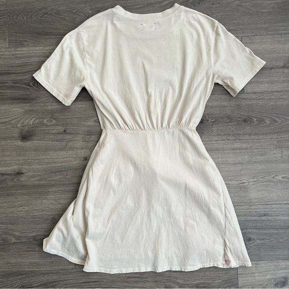 XIRENA Emme Tshirt Dress XS Cream Neutral Cotton Tie Waist Minimalist Resortwear - Picture 9 of 12